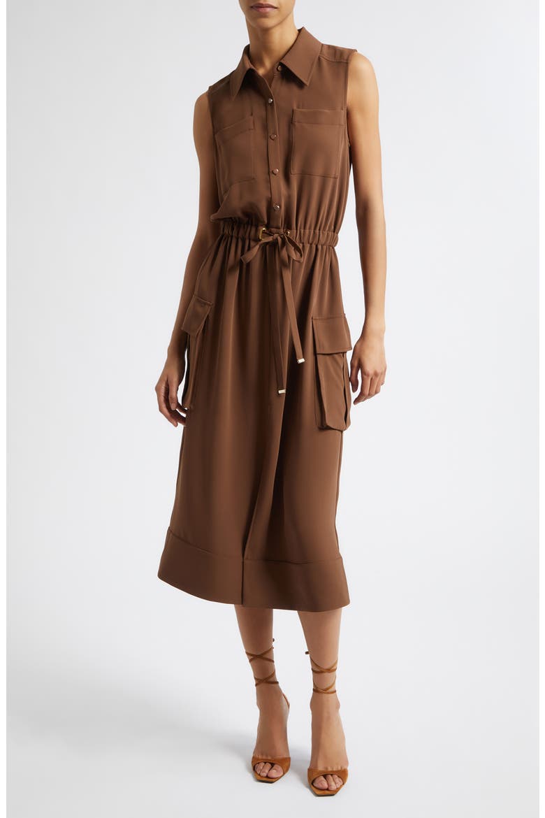 Payton Sleeveless Shirtdress, Main, color, SEPIA