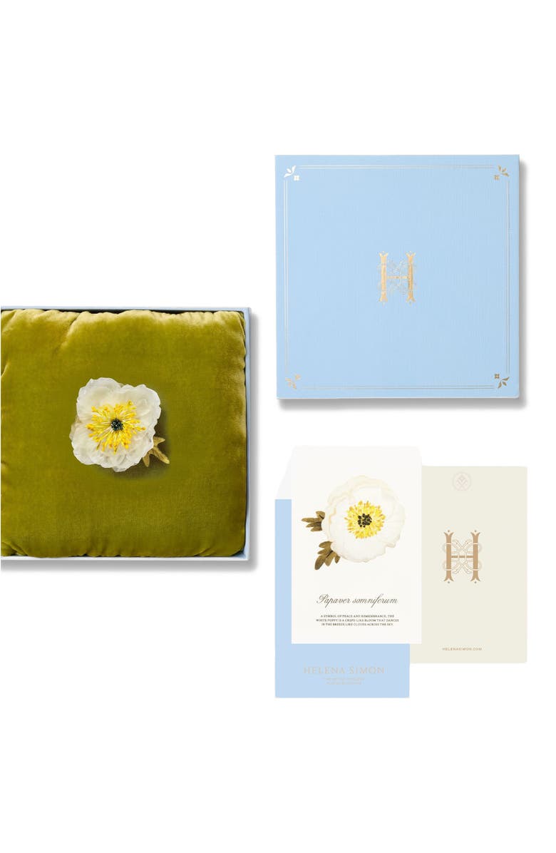 Helena Simon The White Poppy Floral Brooch, Alternate, color, White