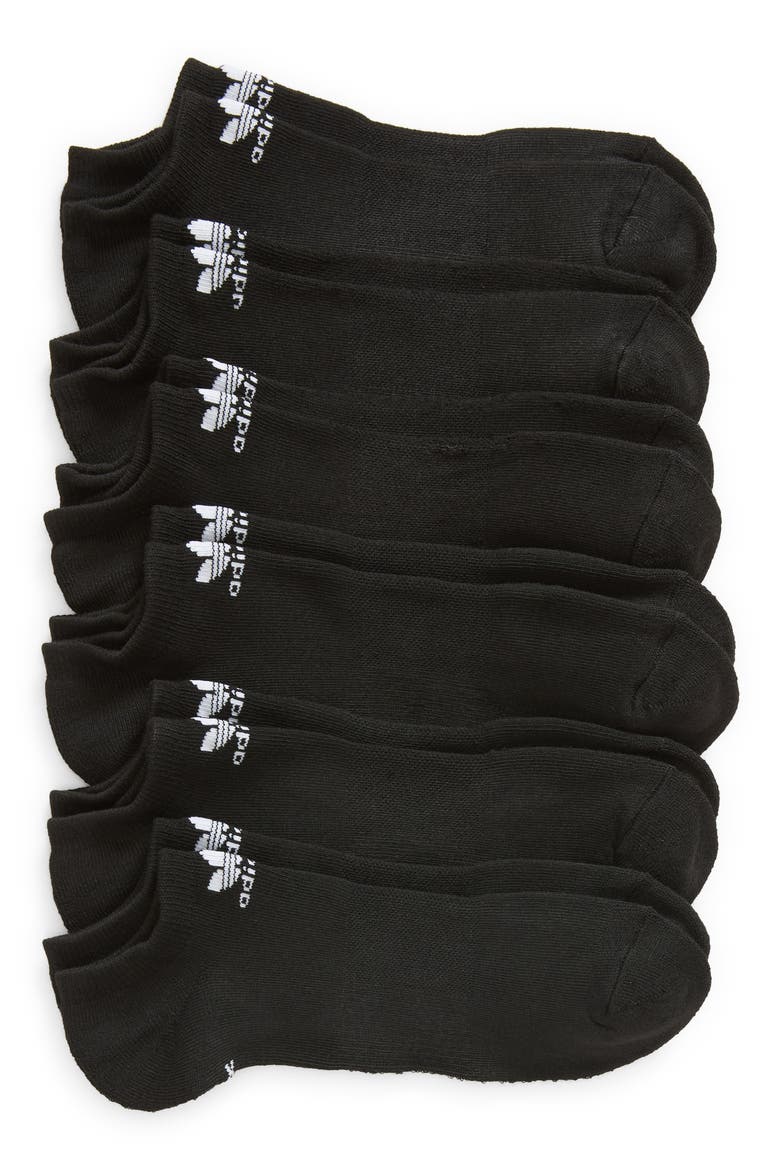 Trefoil 6-Pack No-Show Socks, Main, color, BLACK