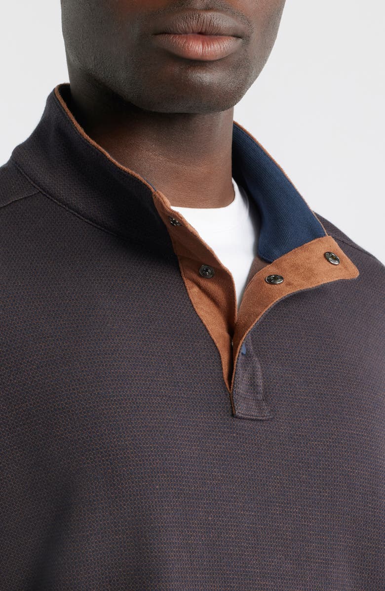 Johnston & Murphy Jacquard Knit Quarter Snap Pullover, Alternate, color, Brown