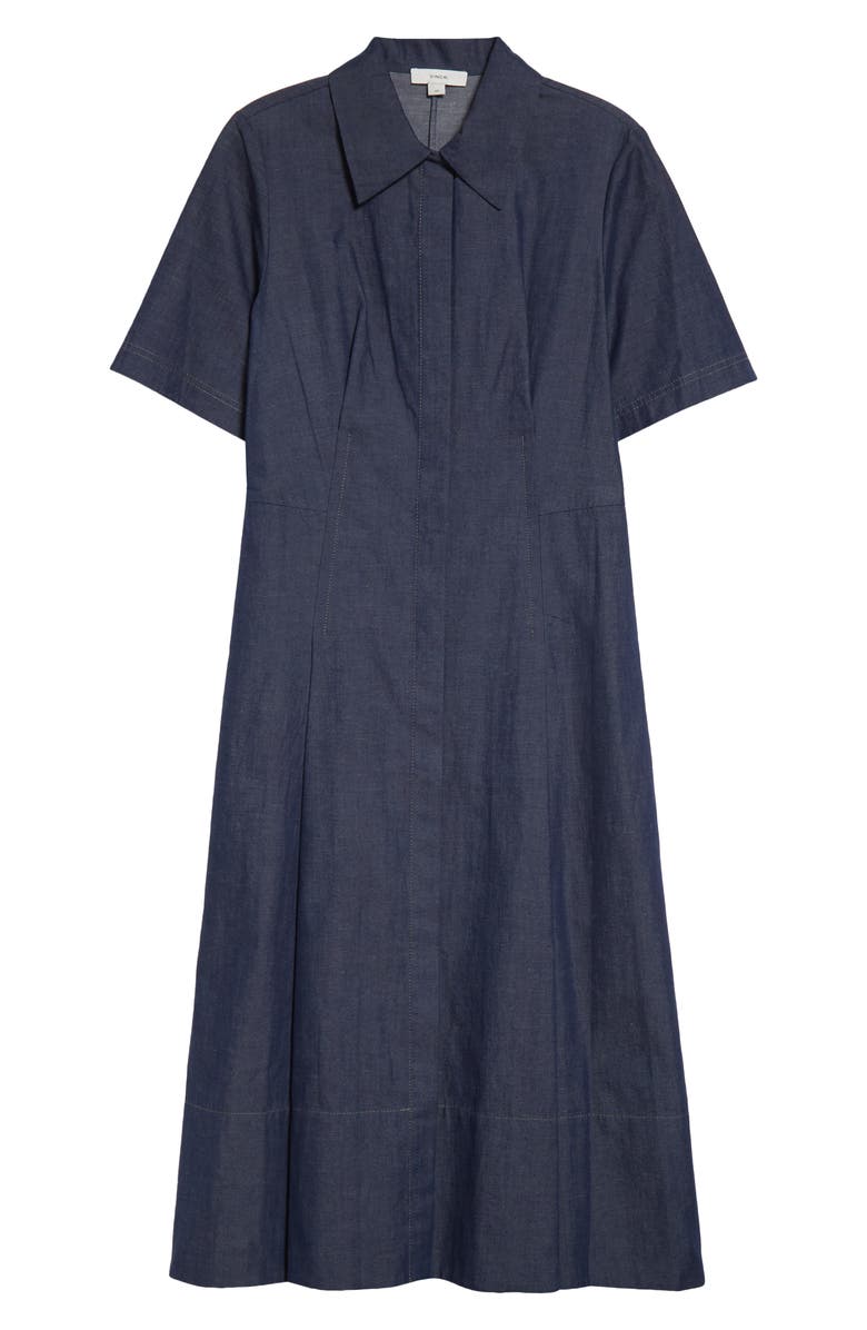 Vince Fit & Flare Denim Shirtdress, Alternate, color, Deep Indigo