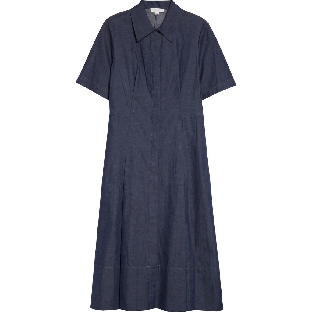 Vince Short-sleeve Denim Shirtdress In Deep Indigo