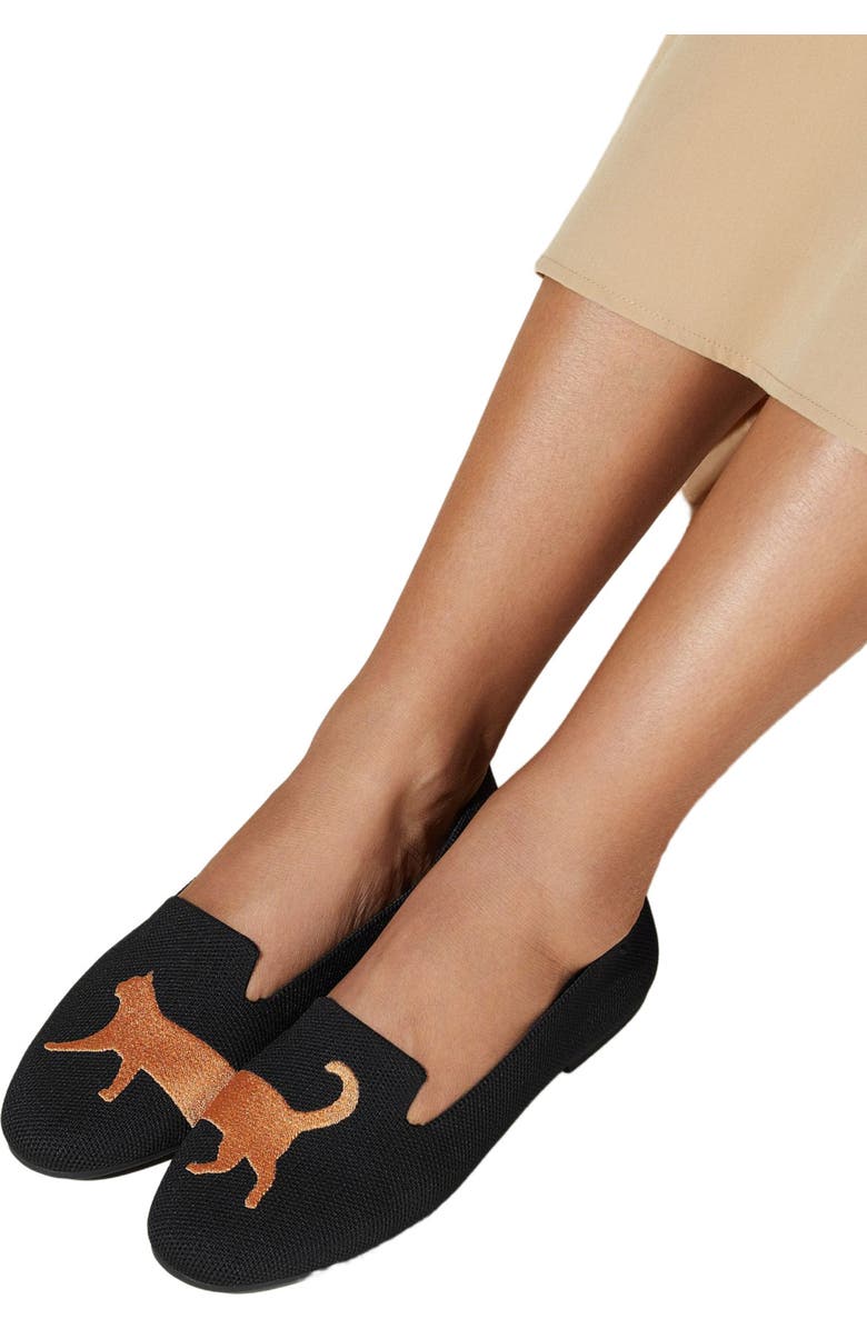 VIVAIA Round-Toe Embroidered Loafers, Main, color, Black - Cat