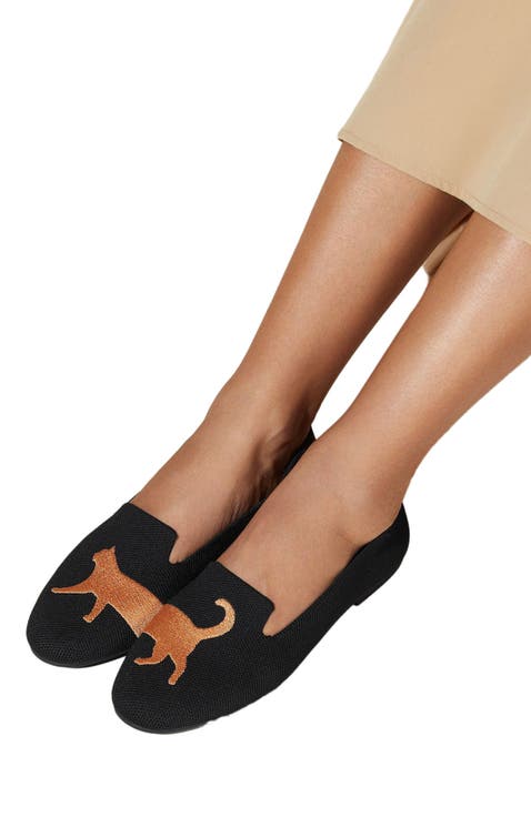 Round-Toe Embroidered Loafers (Audrey)