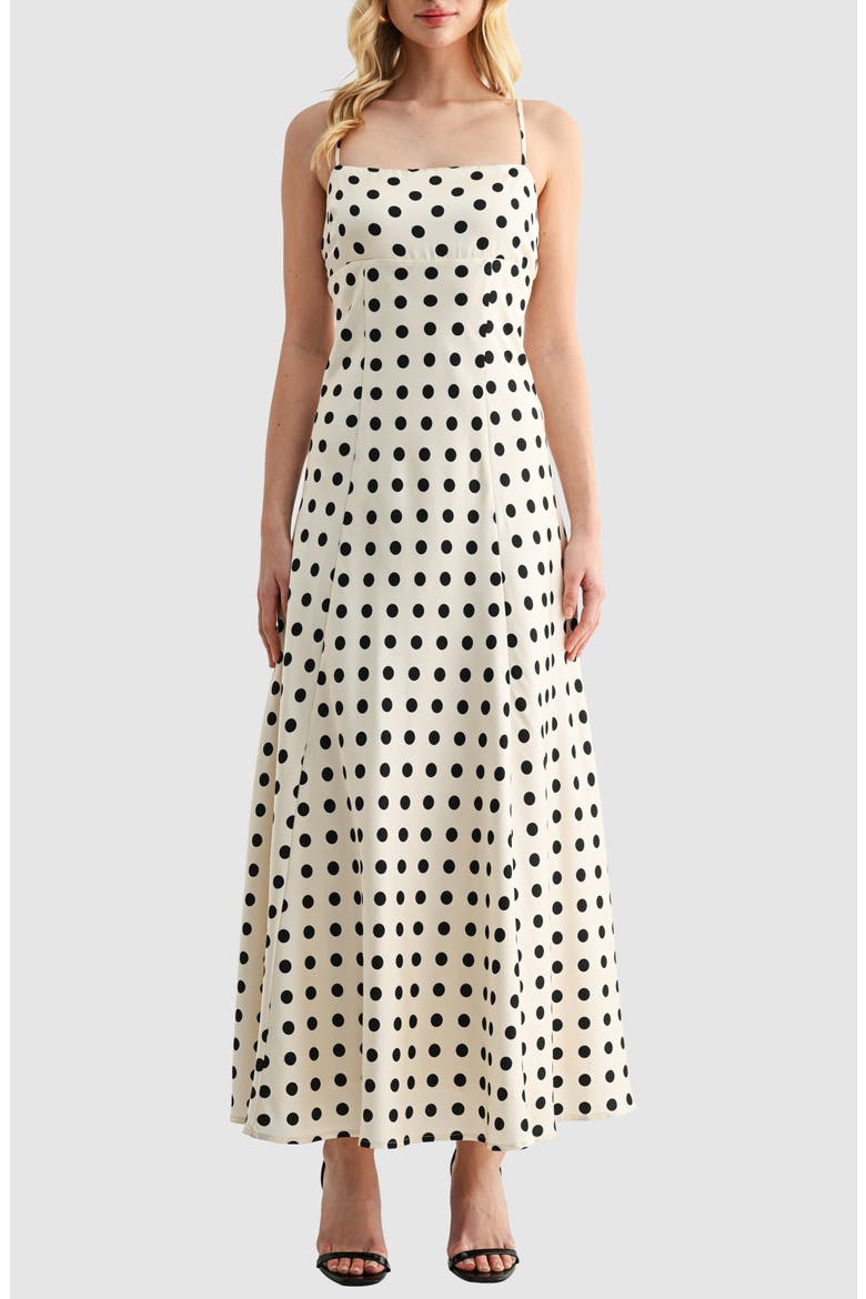 Polka Dot Maxi Dress, Main, color, CREAM BLACK DOT