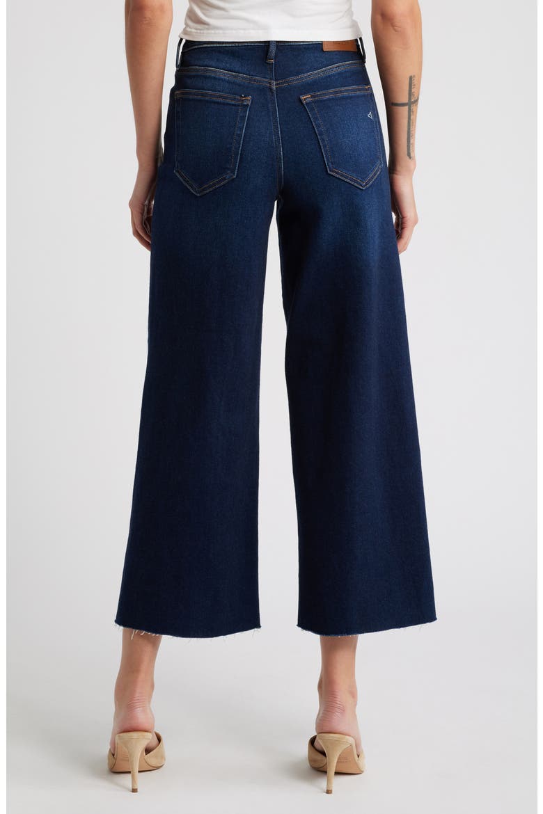 Clean Stretch Raw Hem Wide Leg Jeans, Alternate, color, DARK WASH