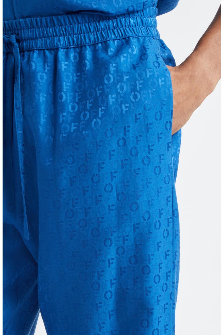 Logo Cotton & Silk Jacquard Pajama Pants, Alternate, color, BLUE - N