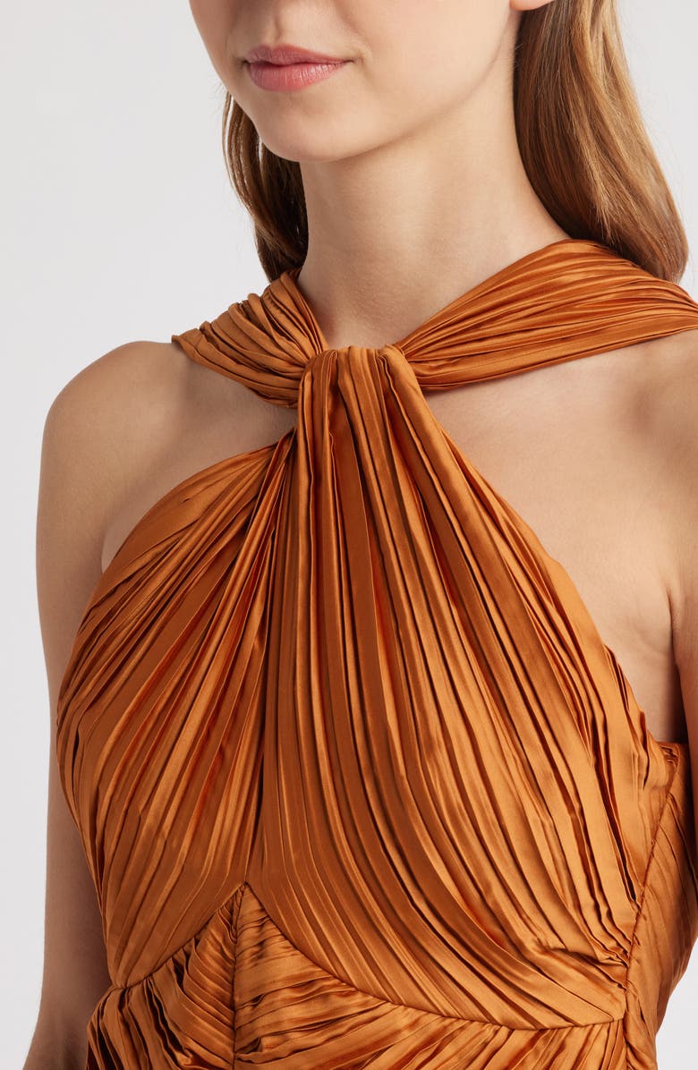 Cult Gaia Sofila Variegated Pleat Twist Neck Minidress, Alternate, color, 