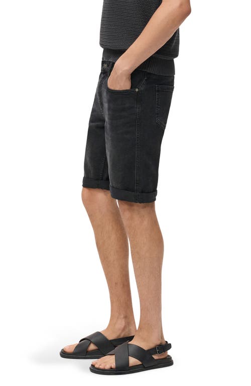 Mango Slim Fit Denim Bermuda Shorts In Black