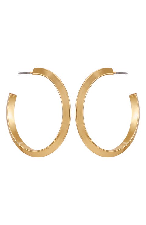 Triangular Tube Hoop Earrings