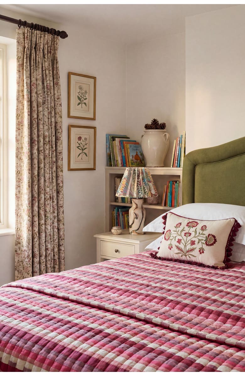 Inner Child Pink Tetris Sujani Quilt/Throw, Alternate, color, King