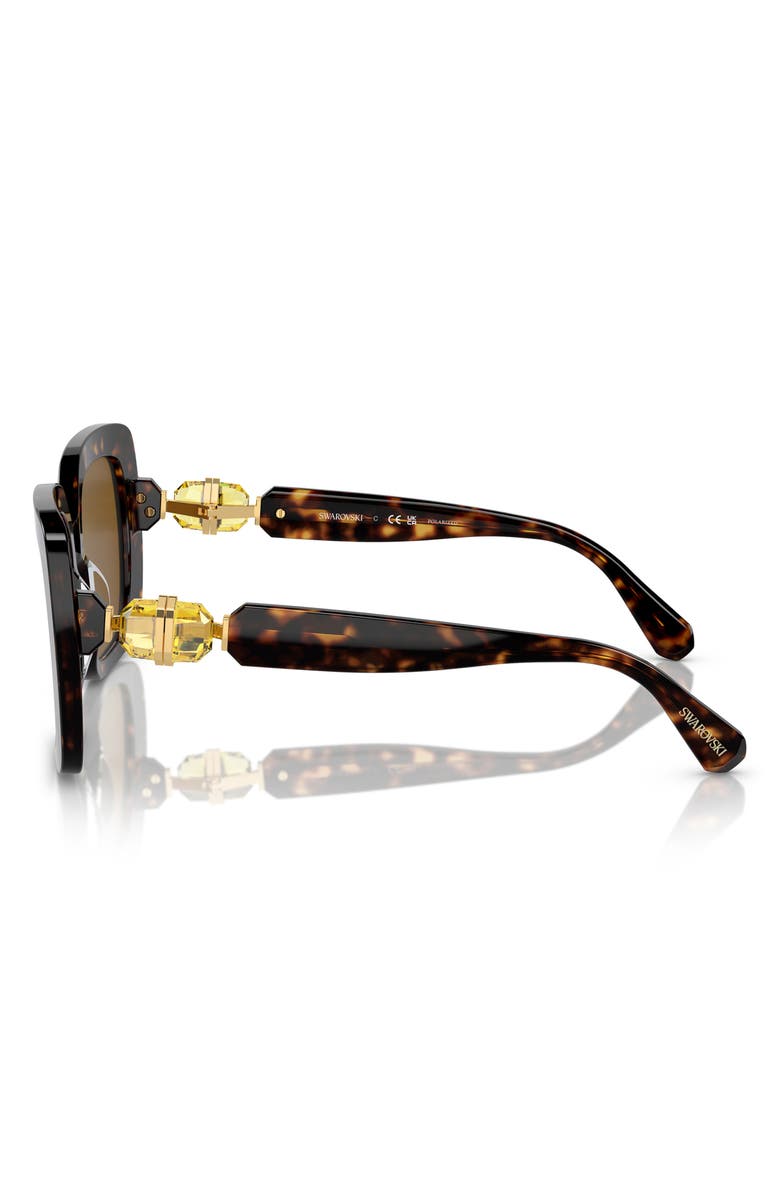 Swarovski 55mm Polarized Square Sunglasses, Alternate, color, Havana / Polar Brown