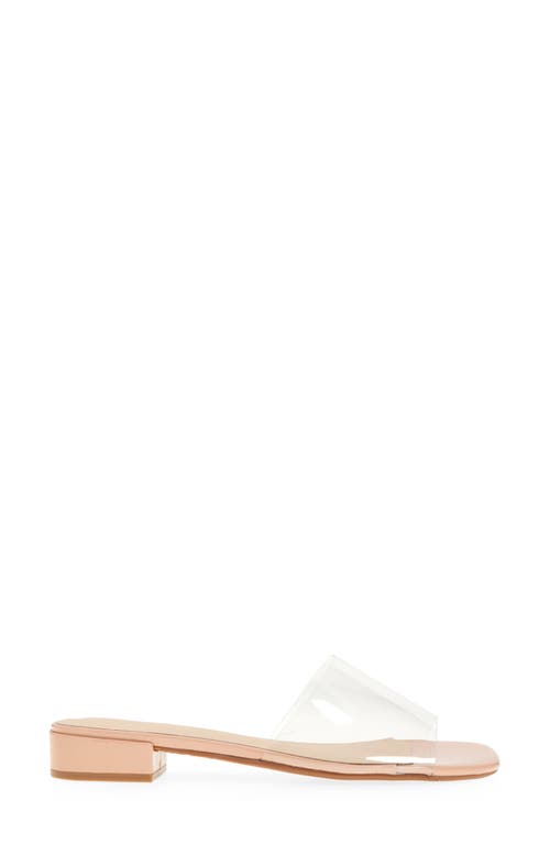 Chocolat Blu Block Heel Sandal In Nude Patent