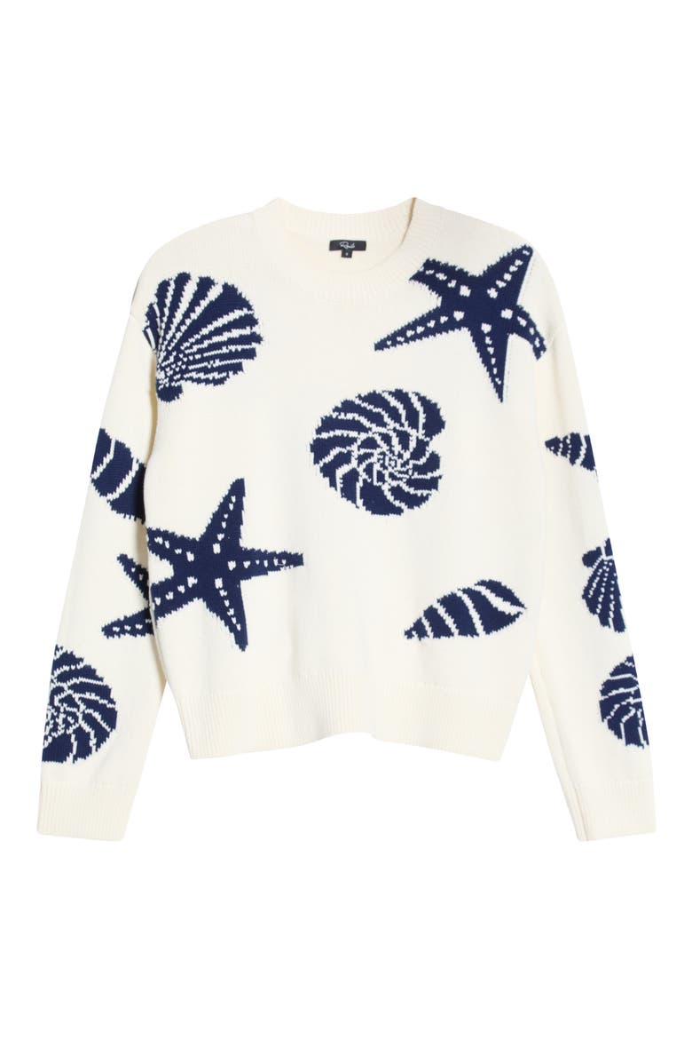 Zoey Seashell Intarsia Cotton Sweater, Alternate, color, SEASHELLS