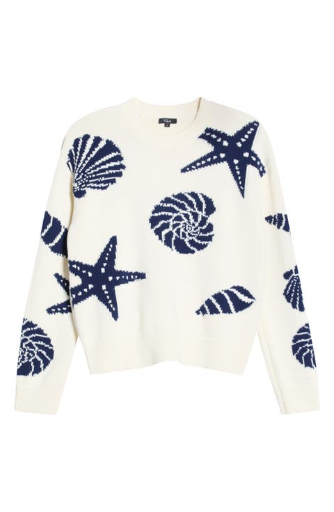 Zoey Seashell Intarsia Cotton Sweater