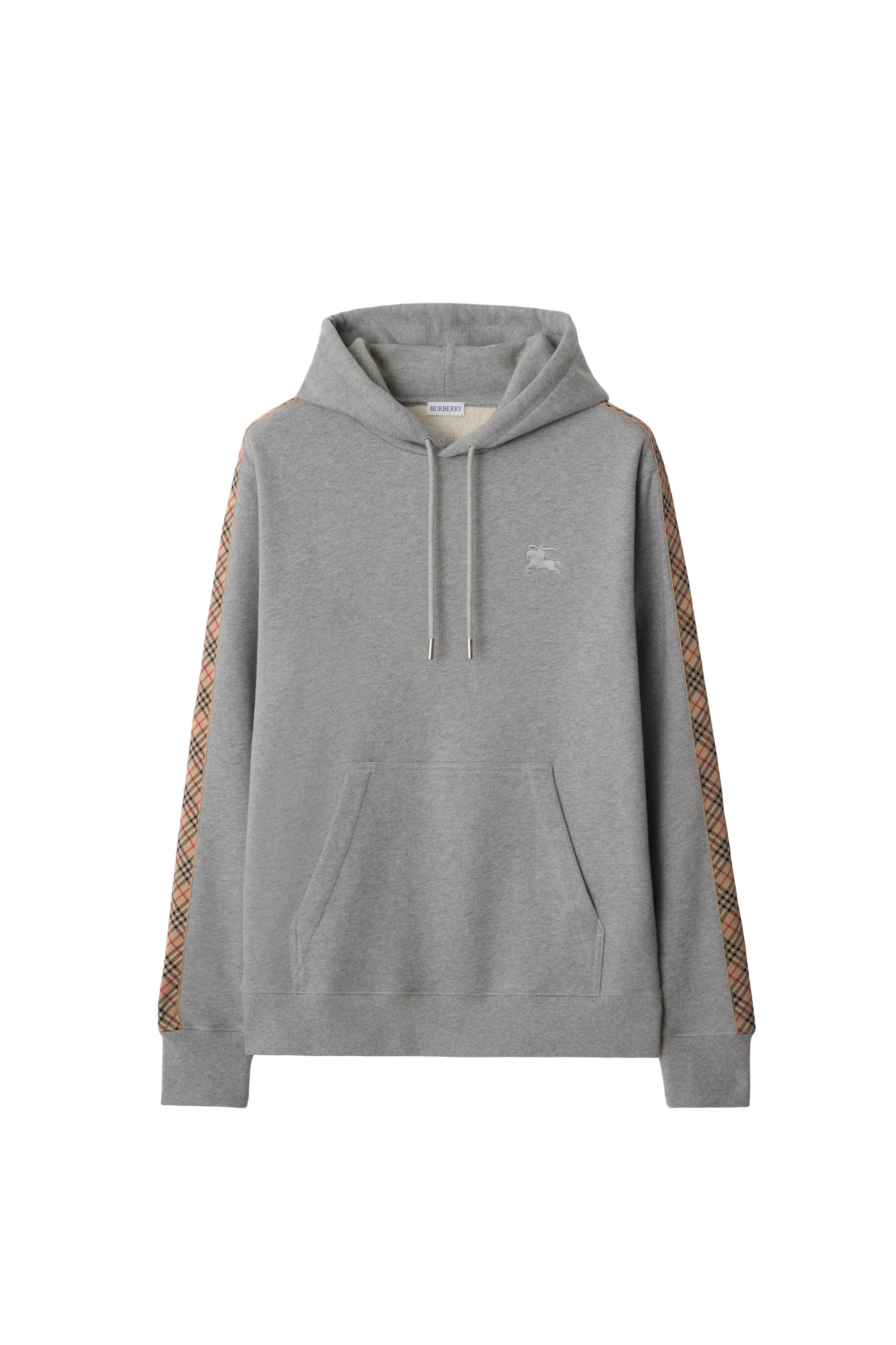 Check Trim Cotton Hoodie (Men) | Nordstrom
