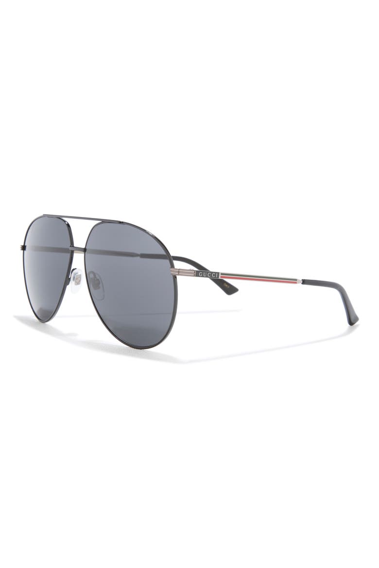 Novelty 64mm Aviator Sunglasses, Alternate, color, BLACK RUTHENIUM GREY