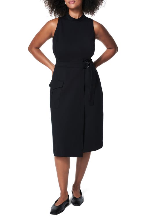 Spanx ® Belted Sleeveless Ponte Cargo Dress In Black