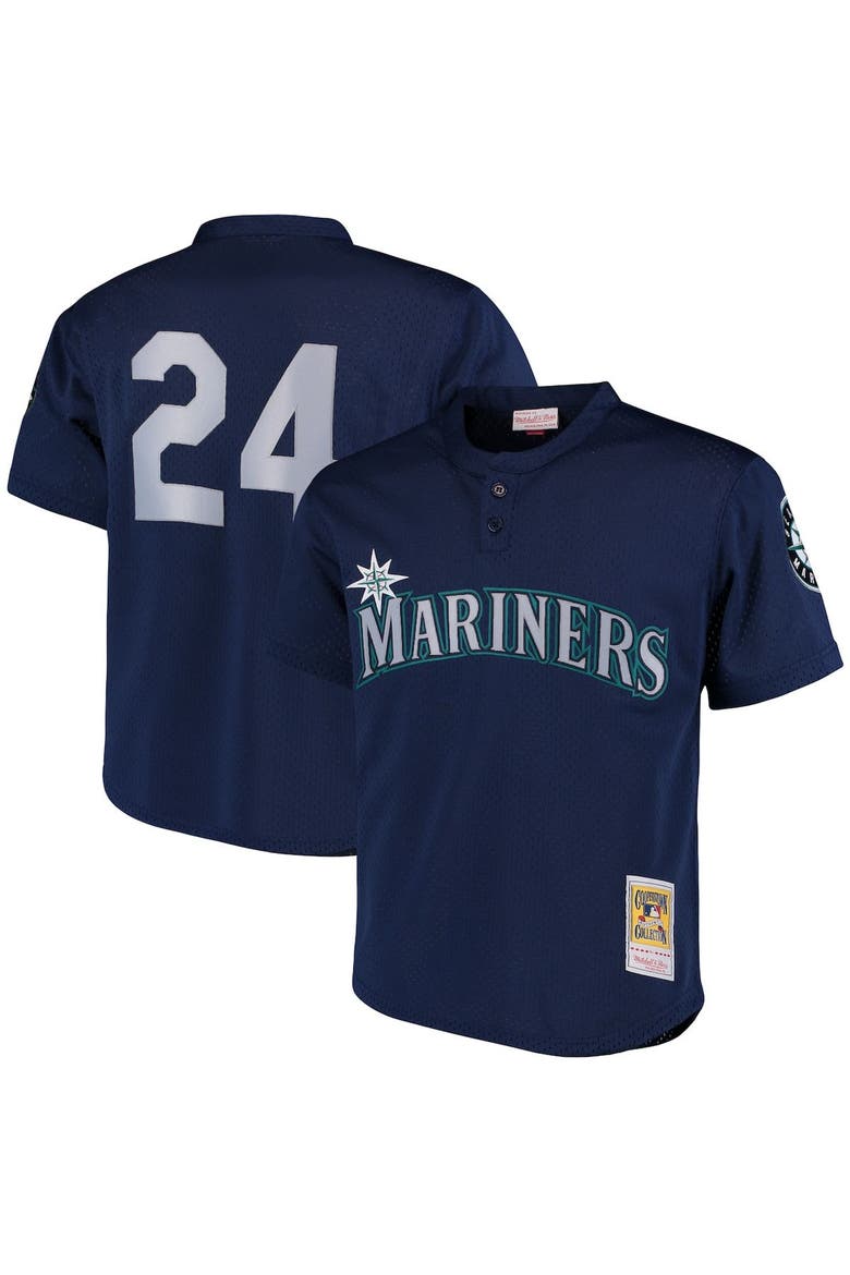 Men's Mitchell & Ness Ken Griffey Jr. Navy Seattle Mariners Cooperstown Collection Mesh Batting Practice Jersey, Main, color, NAVY