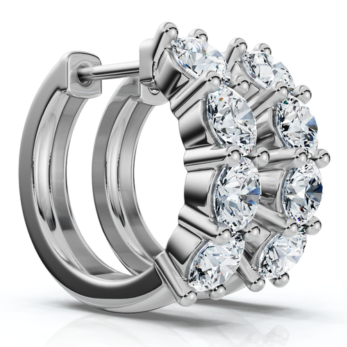 Bliss Diamond 2ct Diamond Hoops Small 14k Or Gold Lab Grown 5/8" Tall In 14k White Gold
