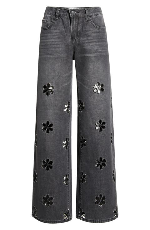Bohdi Floral Cutout Straight Leg Jeans