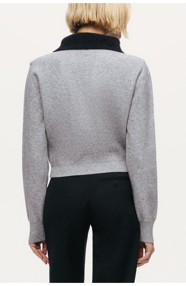 Nocturne Contrast Collar Keyhole Knit Sweater, Alternate, color, Grey