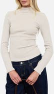 Blu Pepper Mock Neck Long Sleeve Ribbed Knit Top
