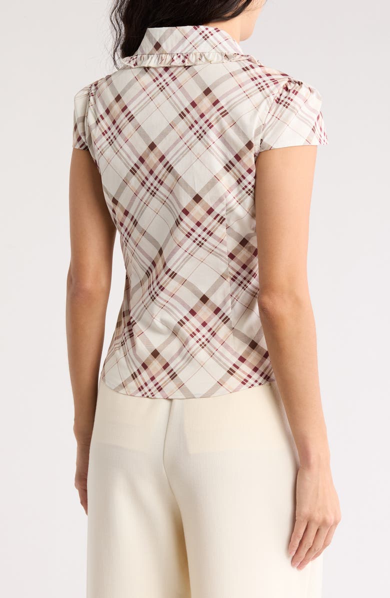 Love By Design Tate Frill Collar Poplin Shirt, Alternate, color, Bias Plaid