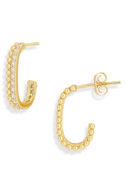 Cubic Zirconia Milgrain Hoop Earrings