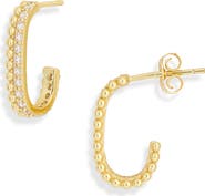ARGENTO VIVO Cubic Zirconia Milgrain Hoop Earrings