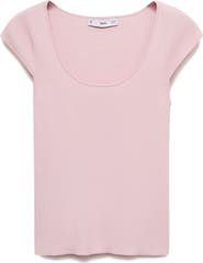 MANGO Short Sleeve Rib Sweater