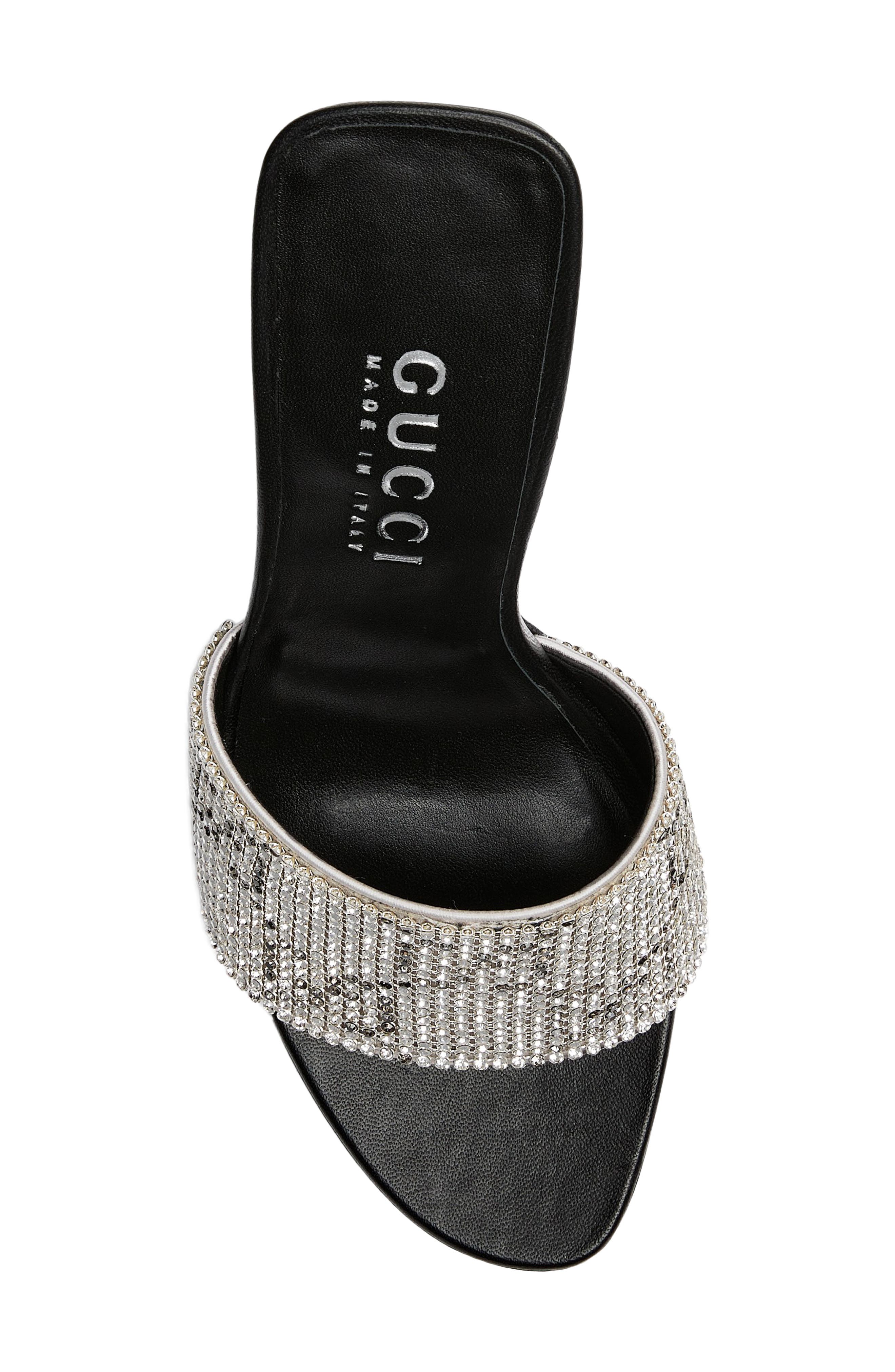 Gucci Bombshell Trinity Crystal Sandal, Alternate, color, Light Grey/ Crystal