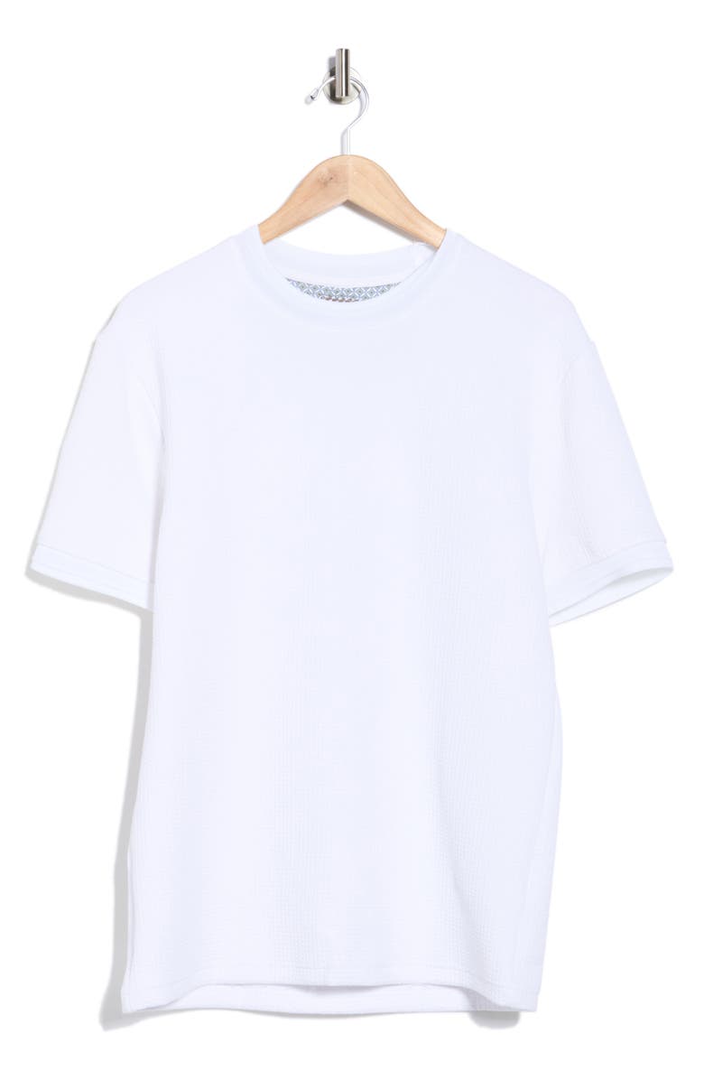 DENIM AND FLOWER Short Sleeve Textured T-Shirt, Main, color, White