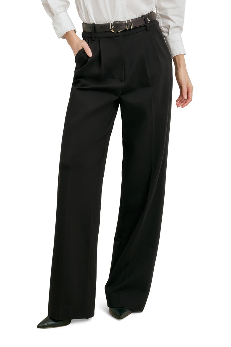 The Anywhere Favorite Pant Pleated Wide Leg Pants, Main, color, BLACK