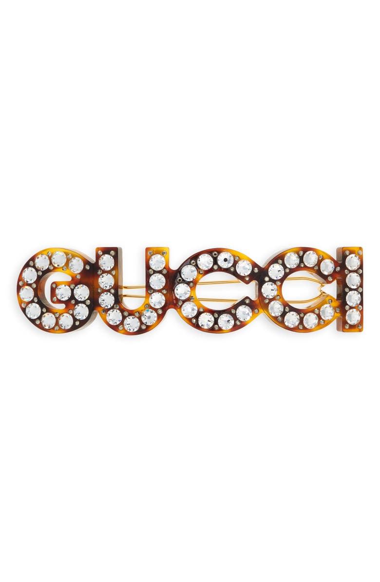 Gucci Resin Hair Clip, Main, color, Brown
