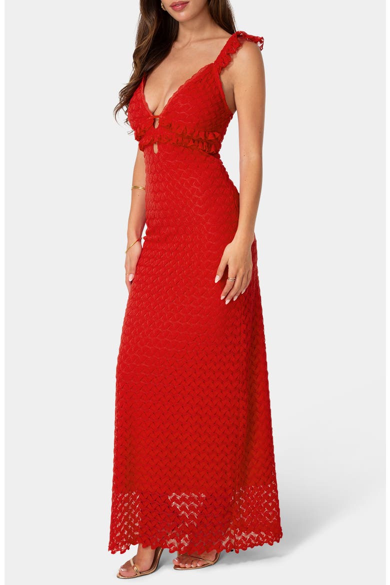 Lace Keyhole Maxi Dress, Alternate, color, RED