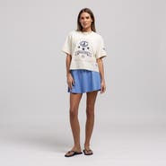 Mitchell & Ness Women's Mitchell & Ness  Cream Chicago Cubs Cooperstown Yacht Rock Boxy Cropped T-Shirt