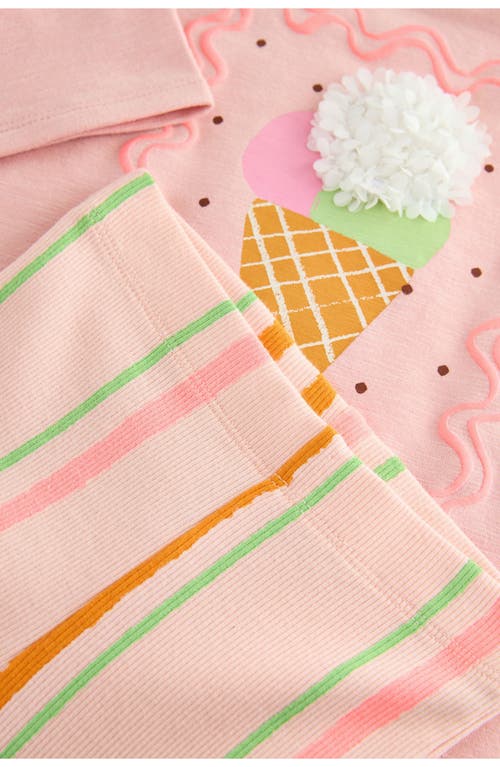 Next Kids' Cotton Graphic Sweatshirt & Stripe Leggings Set In Pink