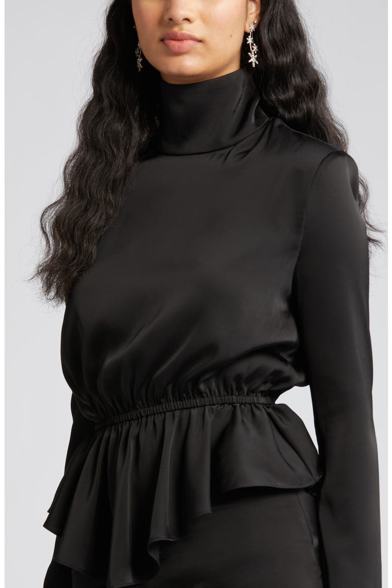 Roxy Long Sleeve Top & Asymmetric Hem Skirt, Alternate, color, BLACK