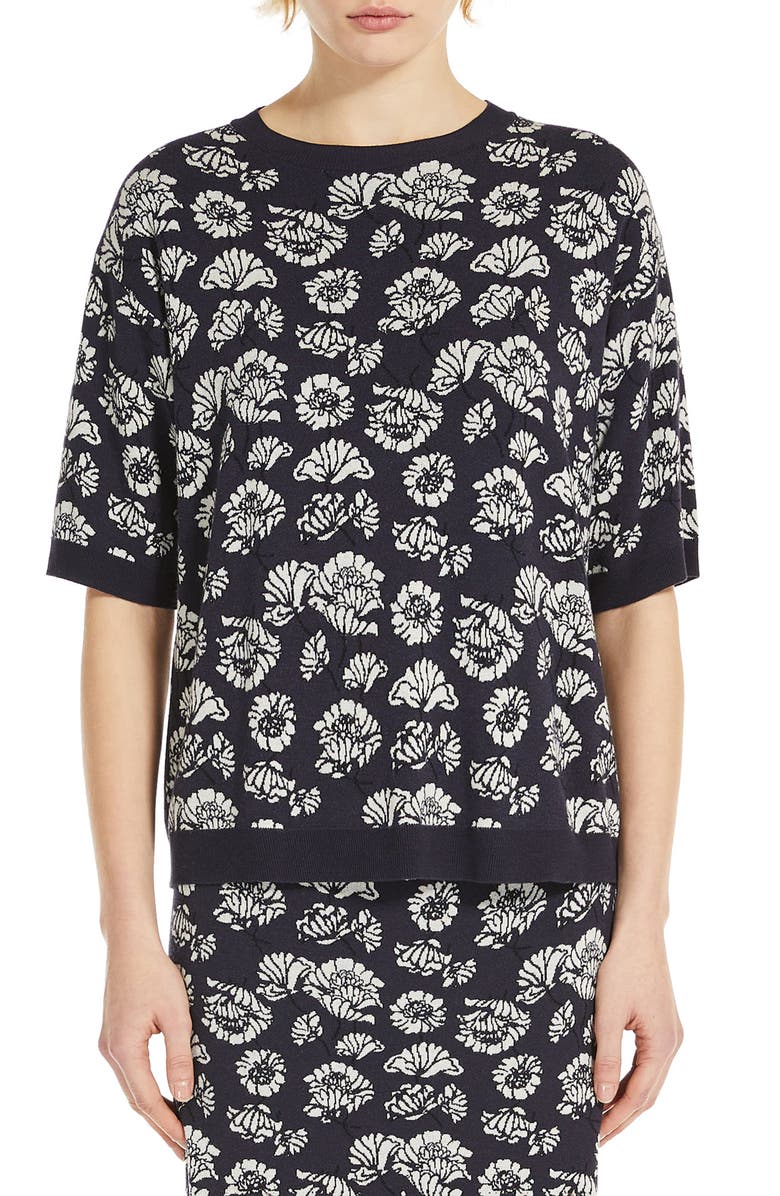 Weekend Max Mara Zufolo Floral Jacquard Crewneck Sweater, Main, color, 