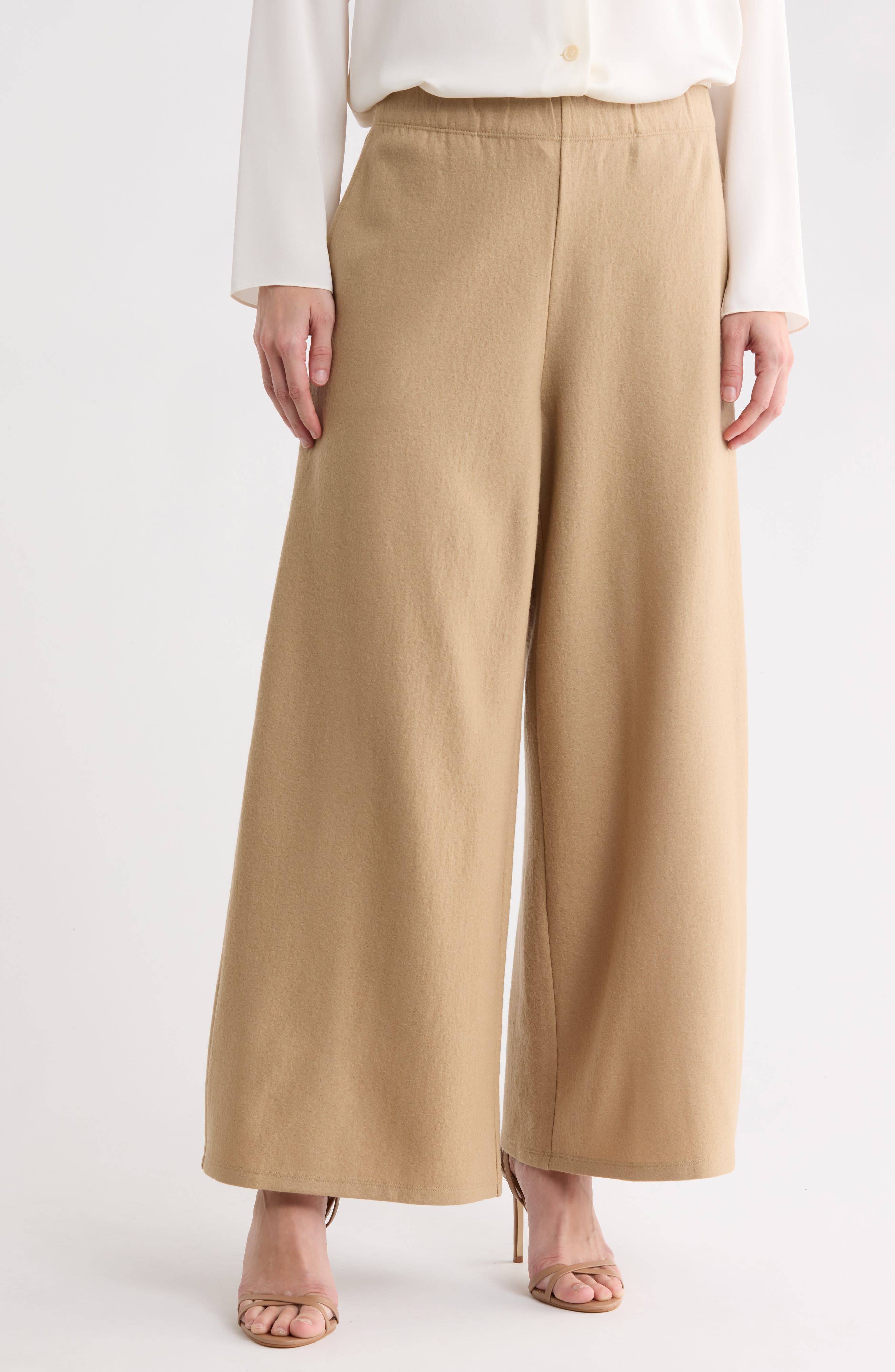 Wool Wide Leg Ankle Pants