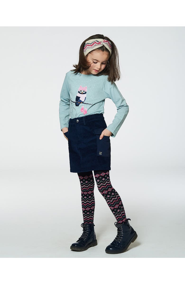 Deux par Deux Girl's Norwegian Jacquard Tights Navy, Alternate, color, 