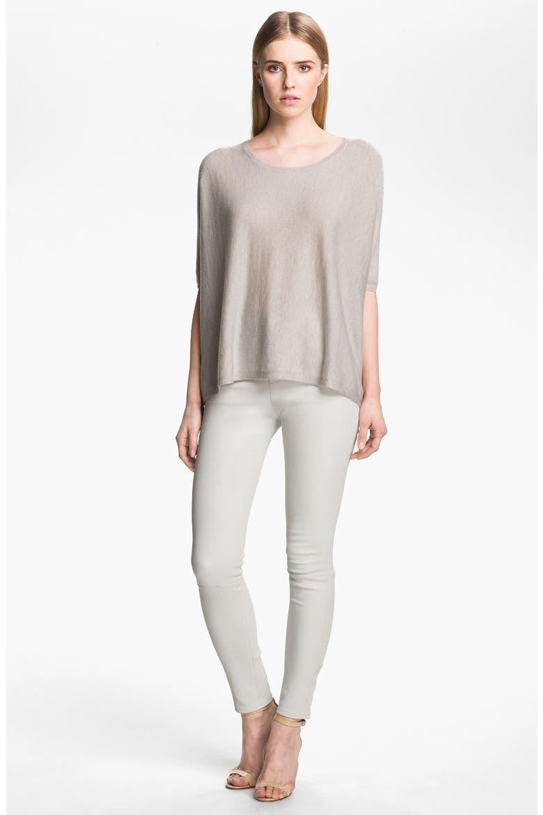 'Claudette' Stretch Leather Pants, Alternate, color, WHITE
