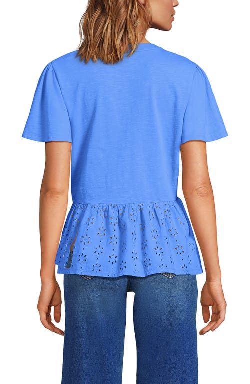 LANDS' END LANDS' END SHORT SLEEVE MIXED MEDIA EYELET TOP 