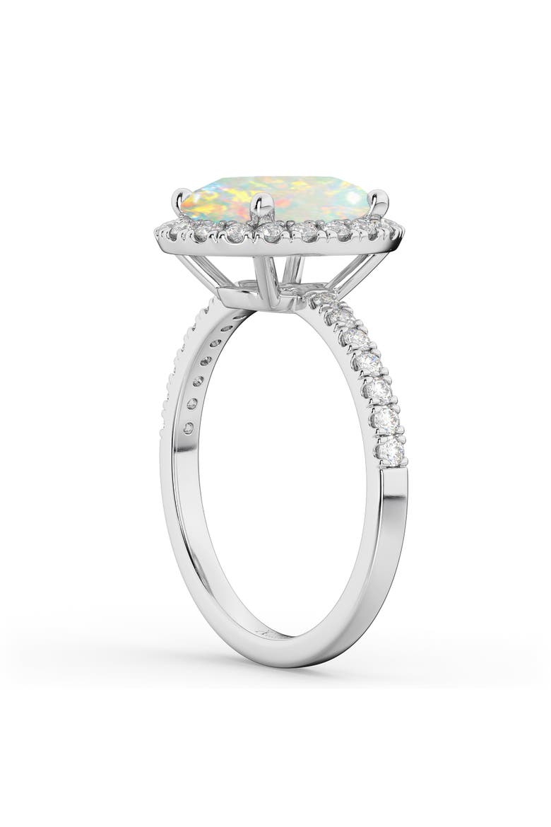 Cushion Halo Opal & Diamond Engagement Ring 14K Gold, Alternate, color, 3.11ct/White Gold