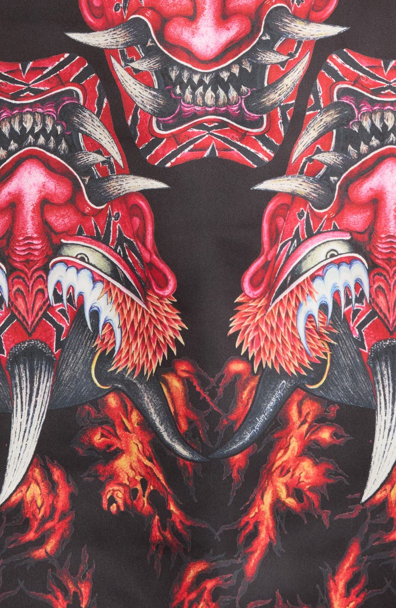 Y-3 Satin Yaksha Graphic Jersey Polo, Alternate, color, Red Multi