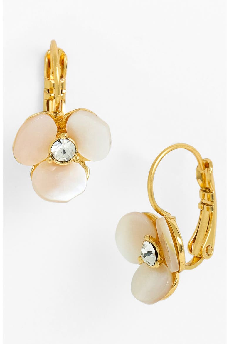 disco pansy drop earrings, Main, color, CREAM/ CLEAR/ GOLD