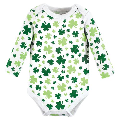 Hudson Baby Cotton Long-sleeve Bodysuits 3-pack In Green
