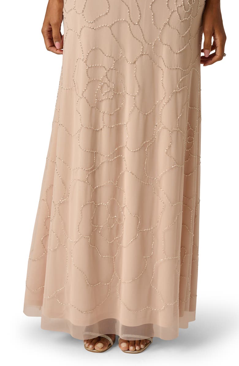 Adrianna Papell Beaded Mesh Blouson Gown, Alternate, color, 