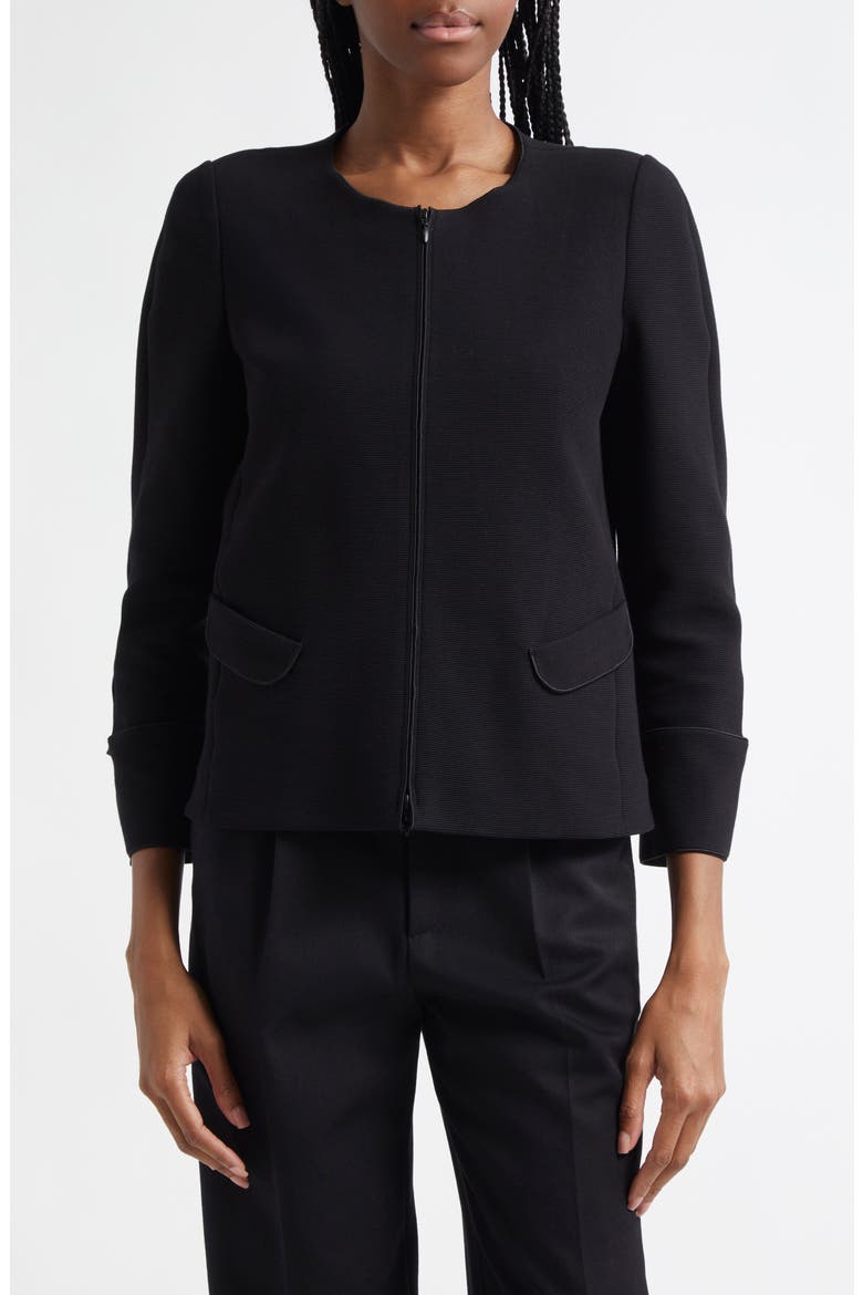 Ottoman Stretch Cotton Short Jacket, Main, color, BLACK